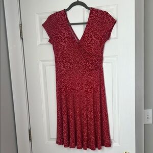 Kaileigh Red Fit and Flare Midi Dress V-Neck